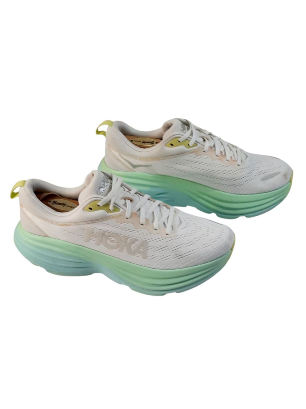 Hoka One One Bondi 8 Running Shoe Blanc De Blanc Sunlit Ocean Women’s Sz 10.5 B - Picture 2 of 6